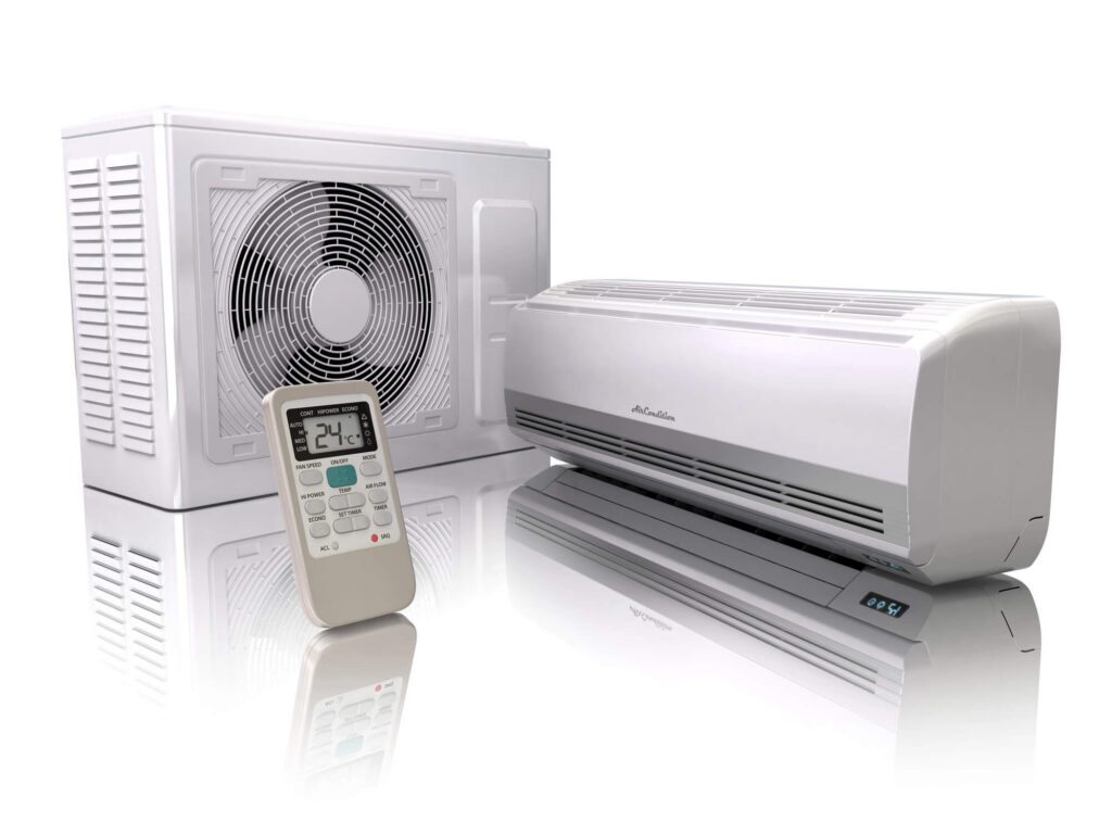 Air conditioner system isolated on white.